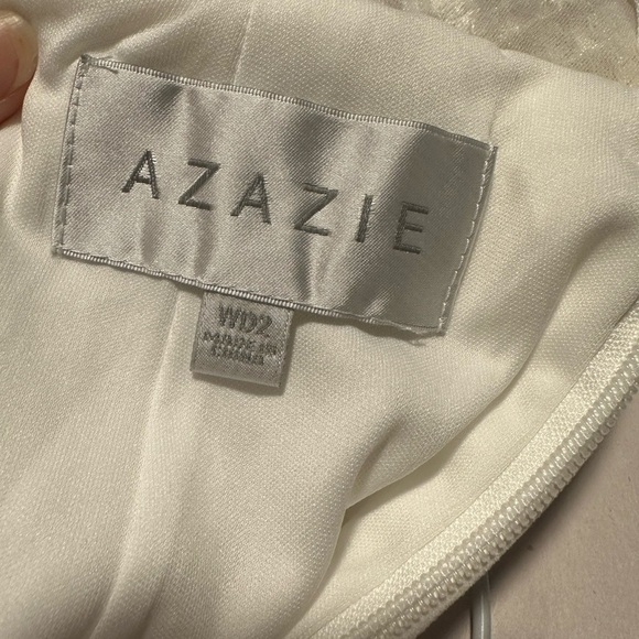 New AZAZIE SAFFRON Diamond White Champagne Mermaid Sweetheart Sequin Crepe Dress - Picture 14 of 16